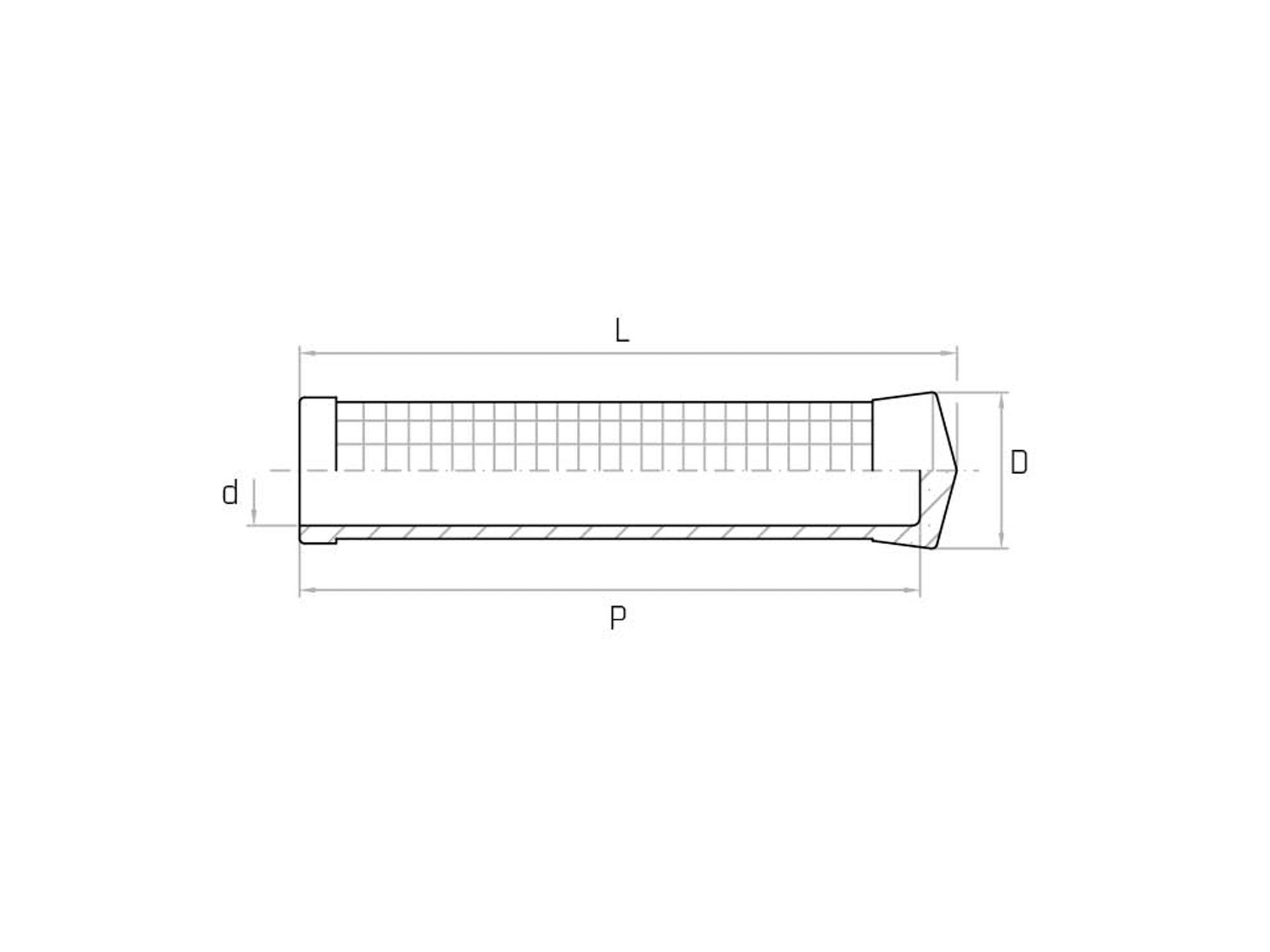 Manopola cilindrica zigrinata - PVZ 30×125