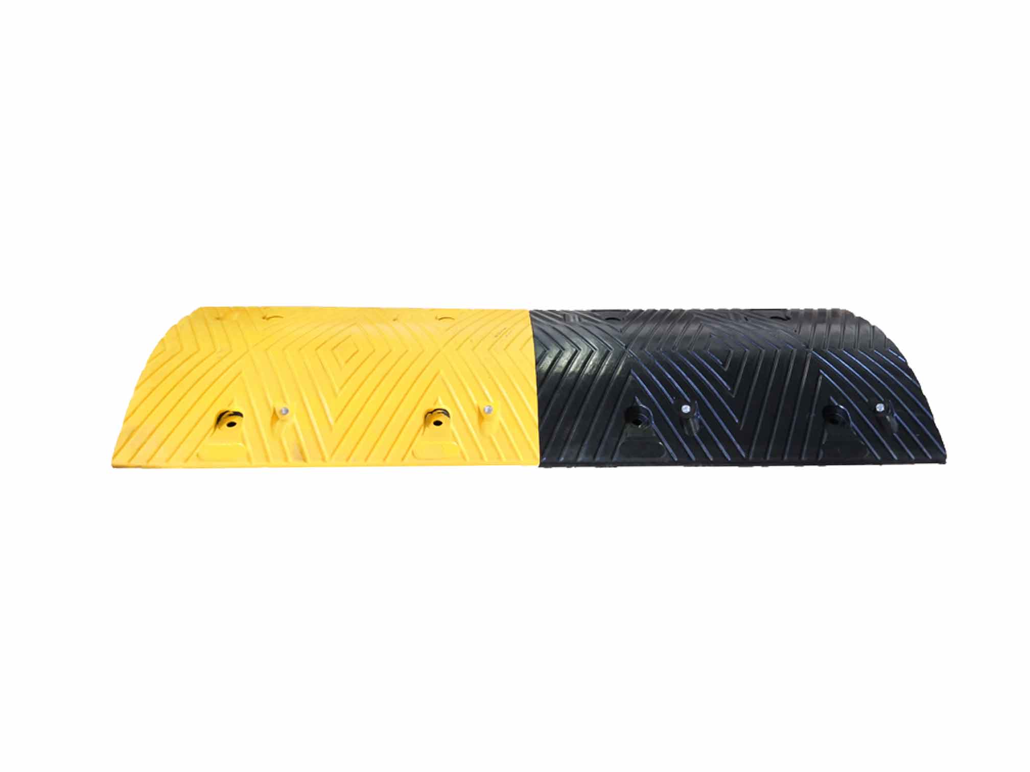 Modello DH - Rallentatori stradali in gomma nera e strisce gialle rifrangenti - DOSSI