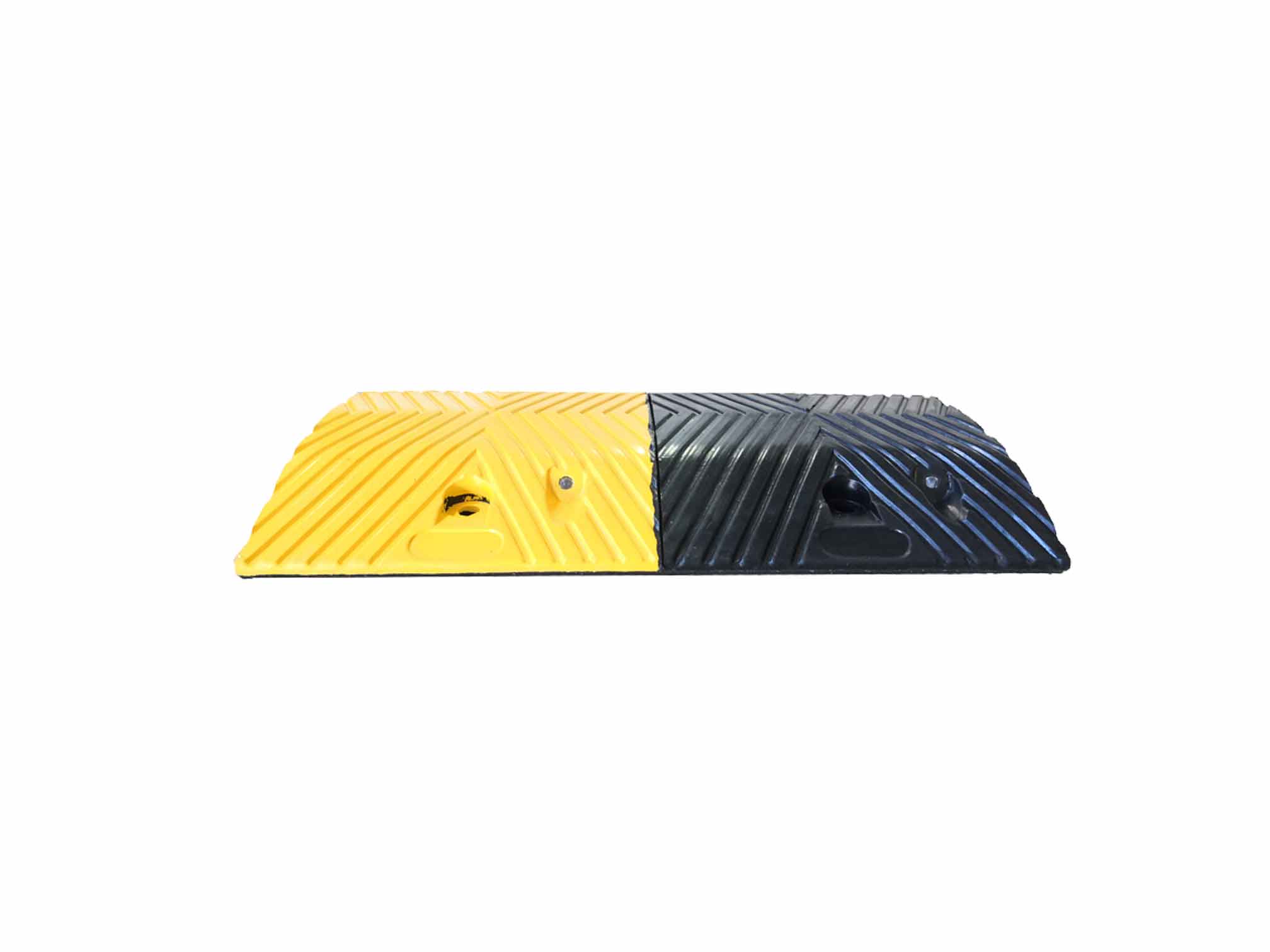 Modello DH - Rallentatori stradali in gomma nera e strisce gialle rifrangenti - DOSSI