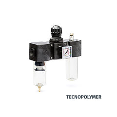 E/23 MEDIUM - Gruppo filtro - Regolatore - Lubrificatore modulare CON SCARICO AUTOMATICO DI CONDENSA - TECNOPOLIMERO o METALLO - Ani