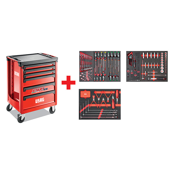 516 ST6MA - Carrello start con assortimento autoriparazione 495 MAA (155 pz) - Usag - U05160627