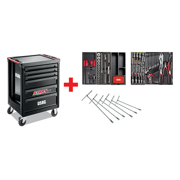 516 ST6NPA - Carrello start con assortimento autoriparazione 495 PA (142 pz) - Usag - U05161629