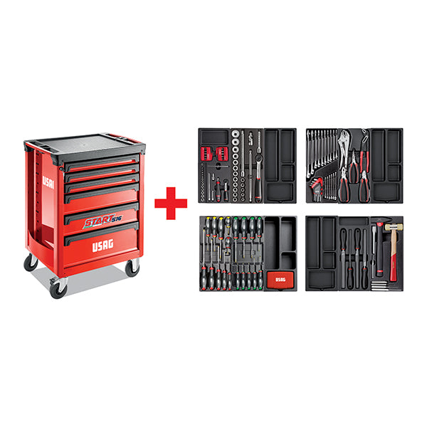 516 ST6PM - Carrello start con assortimento autoriparazione 495 PM (154 pz) - Usag - U05160630