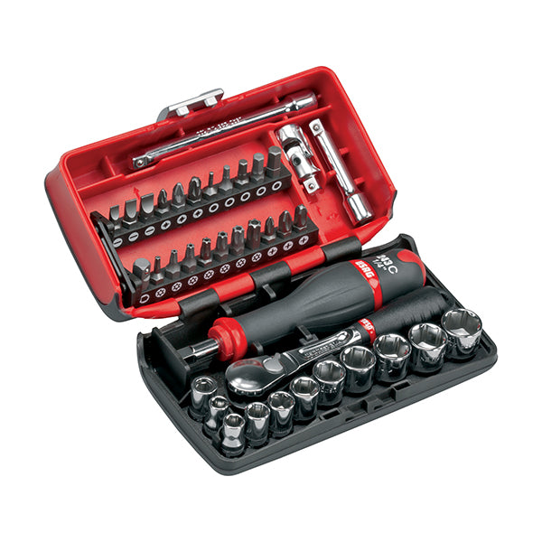 609 1/4 EB - Assortimento in cassetta bimateriale con bussole esagonali ed inserti per avvitatura (38 pz) - Usag - U06090002