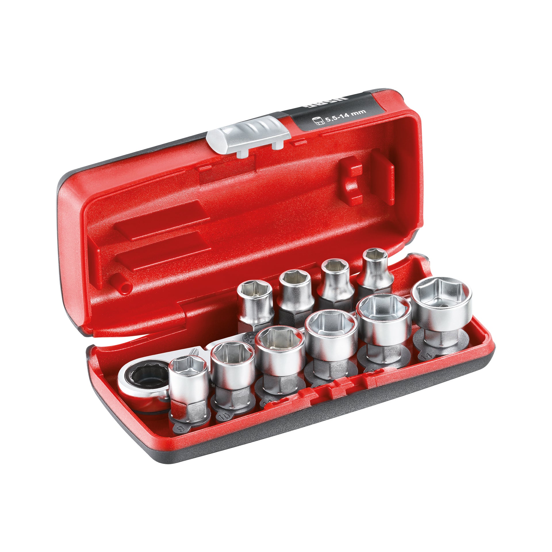 606 1/4 EB - Assortment in ABS case with hexagonal sockets (19 pcs) - Usag - U06060102