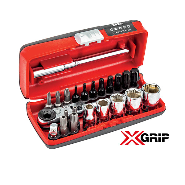 609 1/4 SKX - Assortiment de douilles hexagonales spéciales et d'embouts de vissage X-GRIP (23 pcs) - Usag - U06090004