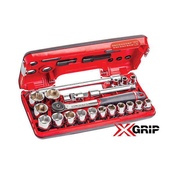 Assortimento in cassetta bimateriale con bussole esagonali X-Grip (21 pz) | 609 1/2 EAX | Usag - U06090027