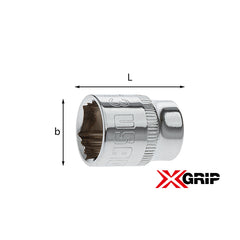 235 1/4 X - Chiavi a bussola con bocca esagonale speciale X-GRIP - Usag