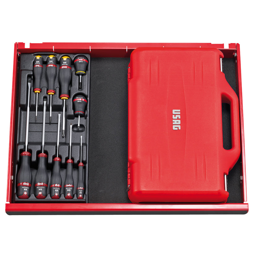 601 1/4-1/2 J82 - Assortiment en coffret modulaire avec douilles six pans et clés mixtes (82 pcs) - Usag - U06010010