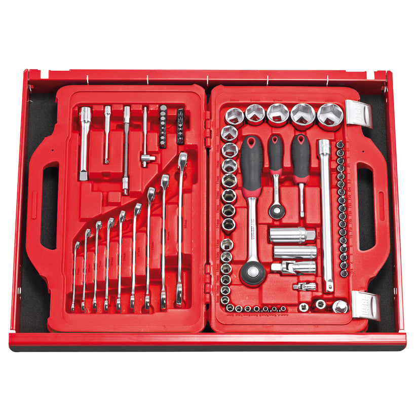 601 1/4-1/2 J82 - Assortiment en coffret modulaire avec douilles six pans et clés mixtes (82 pcs) - Usag - U06010010