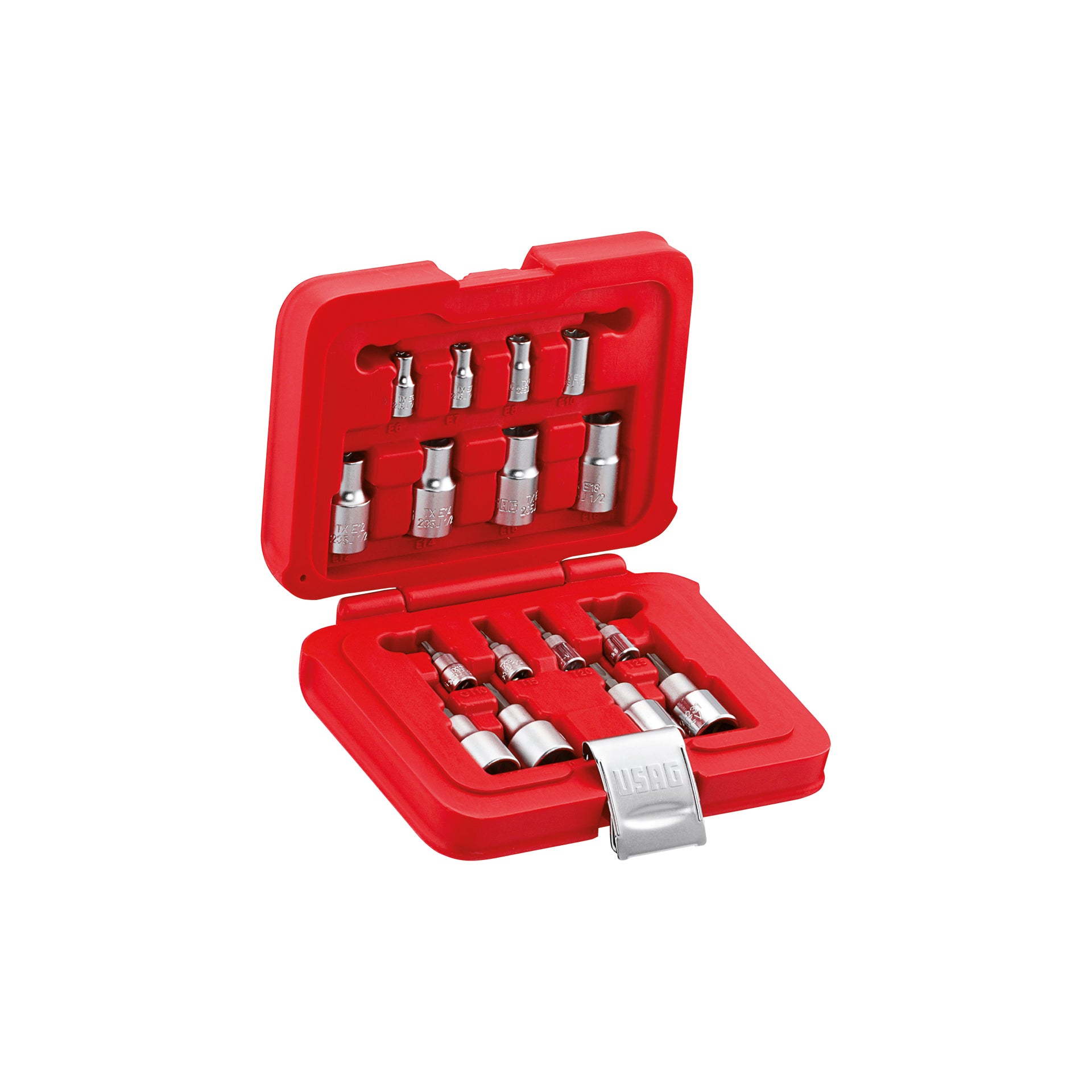 601 1/4-1/2 JTX16 - Assortiment en coffret modulaire avec douilles torx® (16 pcs) - Usag - U06010009