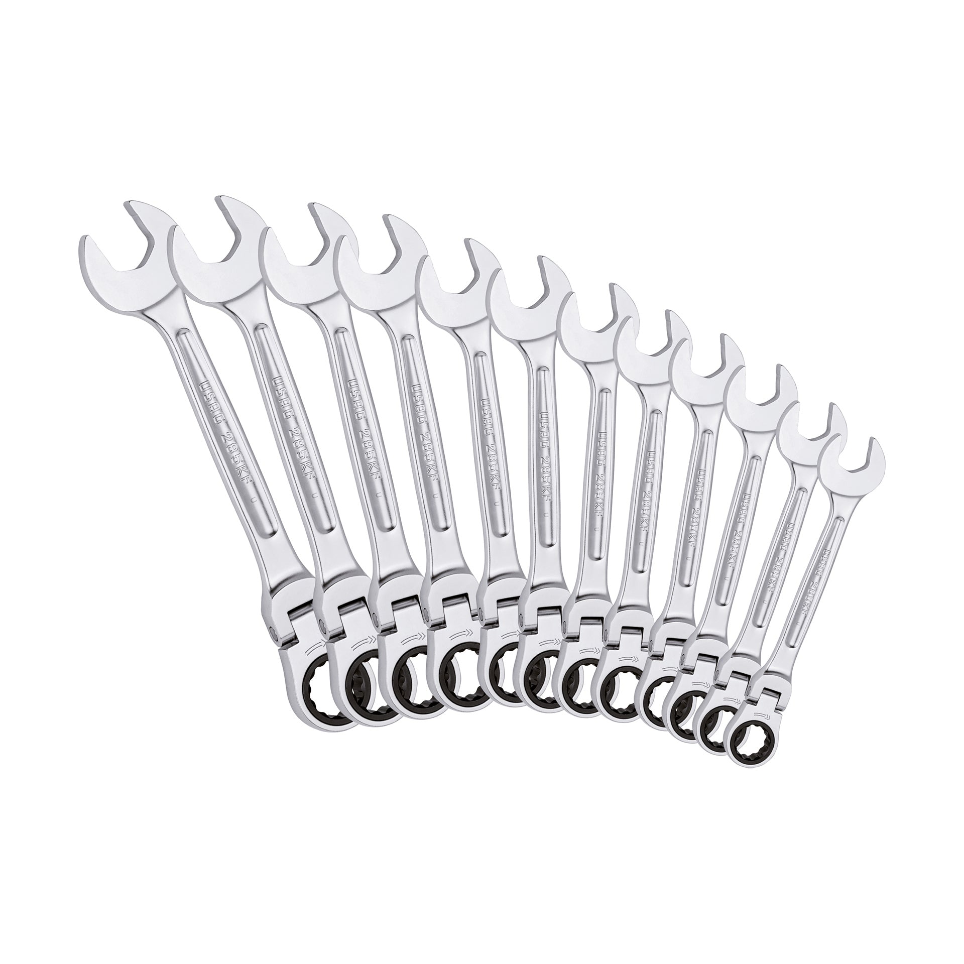285 KF/SE12 - Set of 12 ratchet jointed combination wrenches - Usag