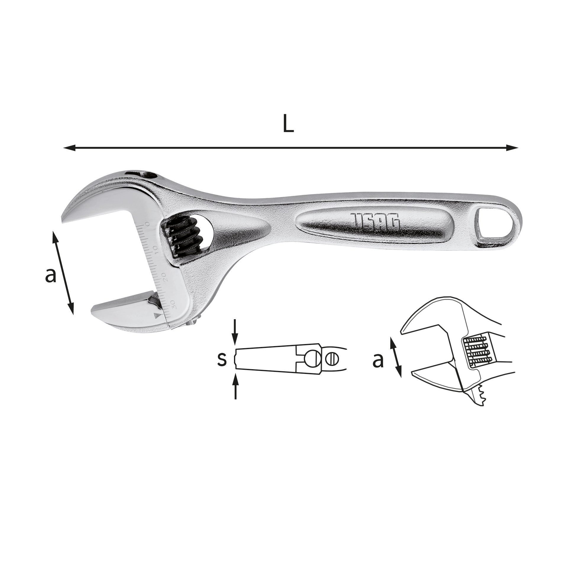 294 AC - Clé à molette courte réglable - Usag - U02940010