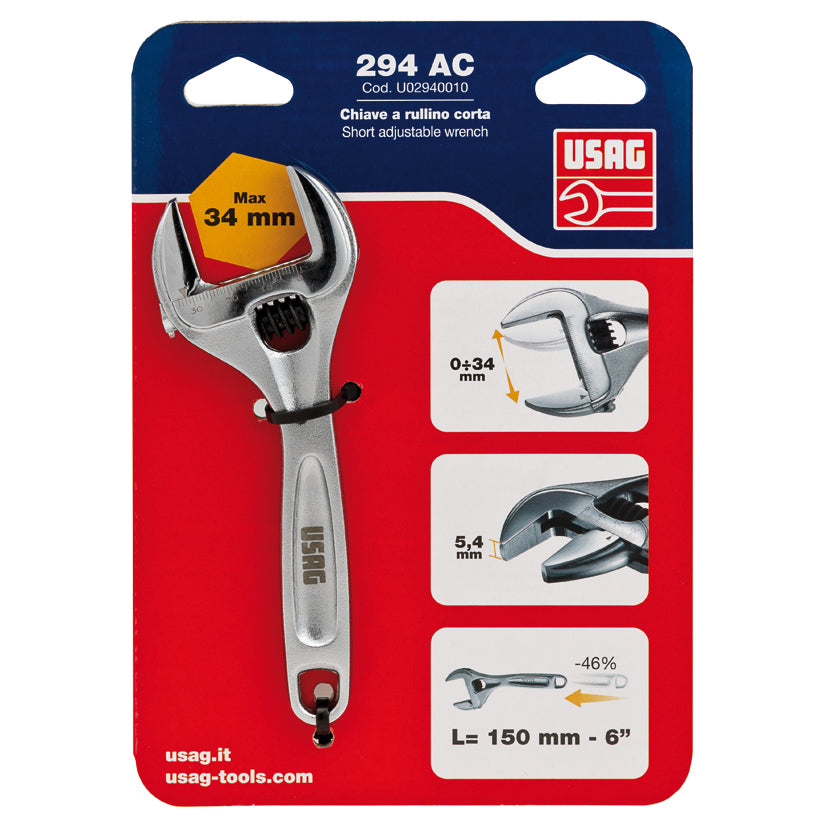 294 AC - Adjustable roller wrench short - Usag - U02940010