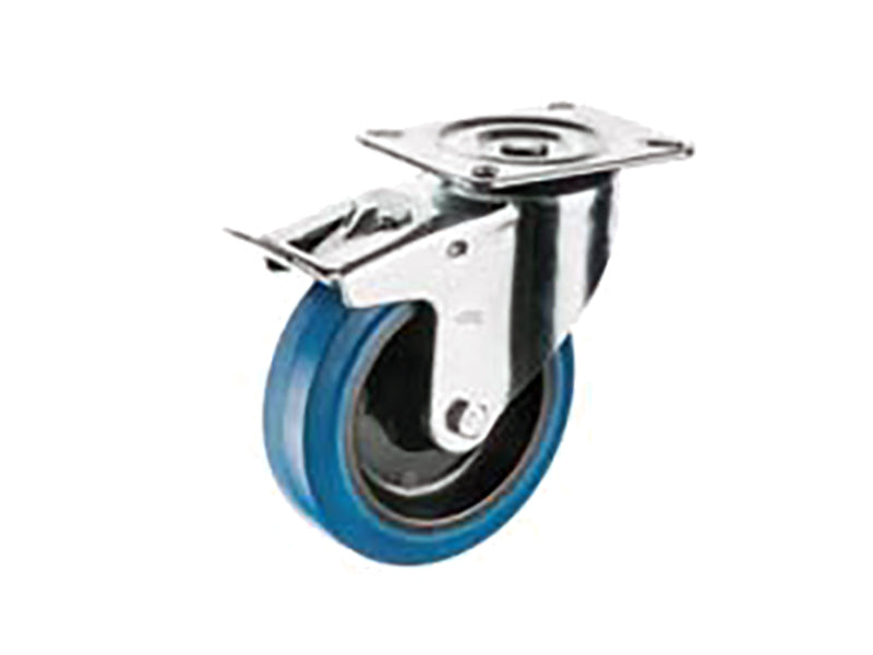 REPLACEMENT REBS/REGS casters - blue/grey ELASTIC WHEELS with polyamide center and SUPPORT - TROLLEYS - TRANSPORT and INDUSTRIAL WHEELS - MEDIUM LOADS