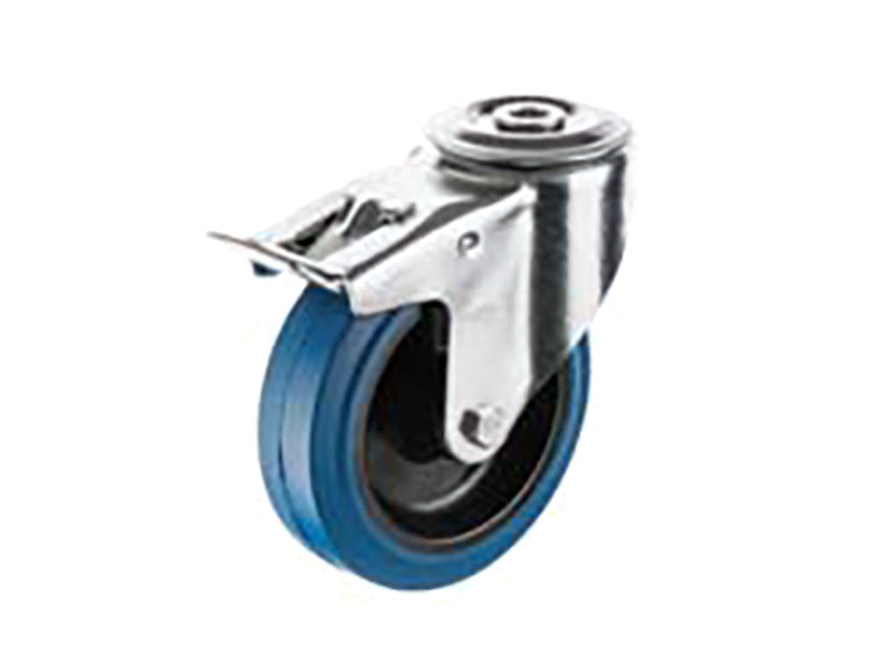 REPLACEMENT REBS/REGS casters - blue/grey ELASTIC WHEELS with polyamide center and SUPPORT - TROLLEYS - TRANSPORT and INDUSTRIAL WHEELS - MEDIUM LOADS