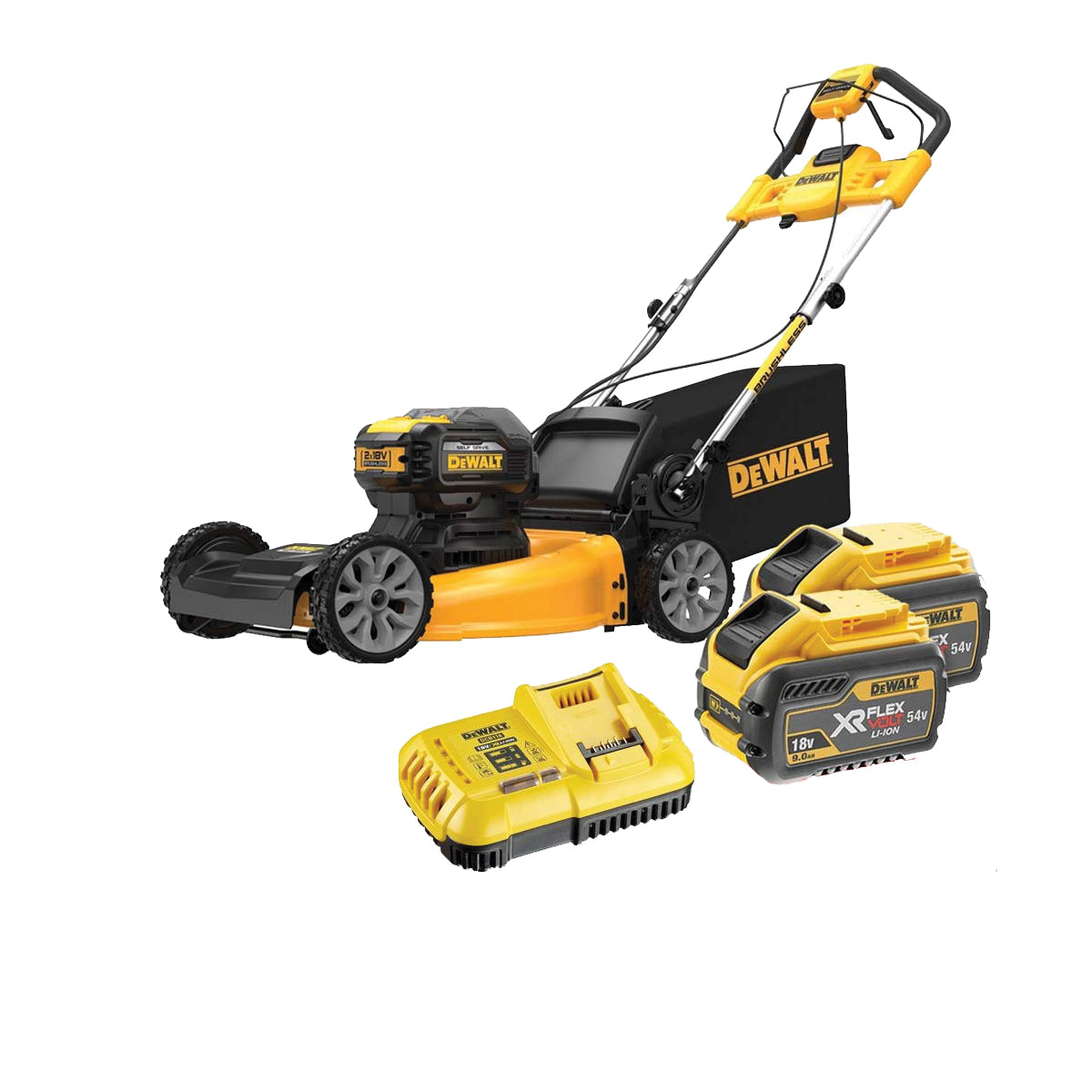 TOSAERBA - TAGLIAERBA - RASAERBA a trazione 2 potenti batterie da 18V e ACCESSORI - DeWALT