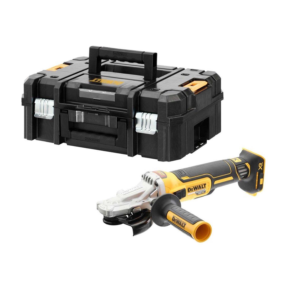 Meuleuse d'angle 125 mm moteur BRUSHLESS À TÊTE PLATE (en coffret sans batteries ni chargeur) en TSTACK CASE - DeWALT - DCG405FNT-XJ