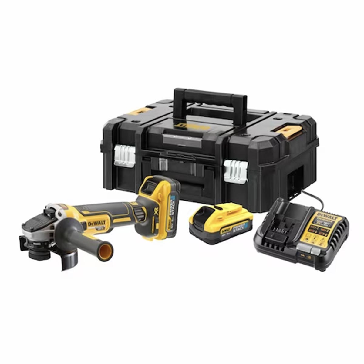 Smerigliatrice angolare 125mm XR POWERSTACK Litio 18V 5.0Ah Motore BRUSHLESS in VALIGETTA TSTACK e ACCESSORI - DeWALT