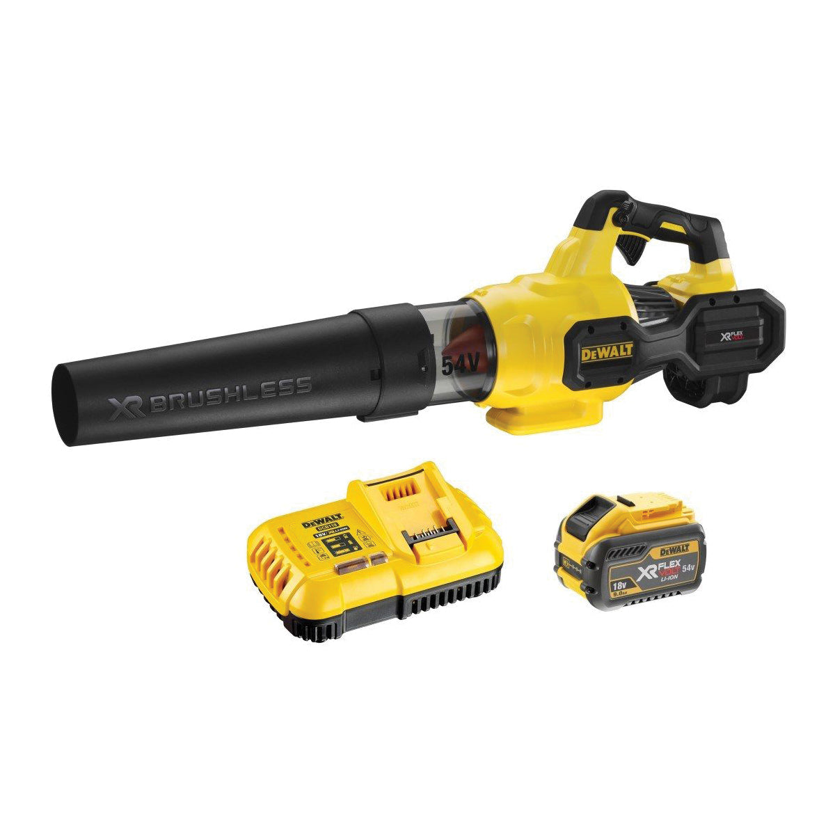 Soffiatore ASSIALE motore BRUSHLESS XR FLEXVOLT 9Ah ad alta potenza e ACCESSORI - DeWALT - DCMBA572X1-QW