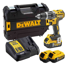 Trapano Avvitatore con Percussione 18V XR Litio 5.0Ah Brushless con 3 batterie XR 18V in VALIGETTA TSTACK e ACCESSORI - DeWALT - DCD805P3T-IT