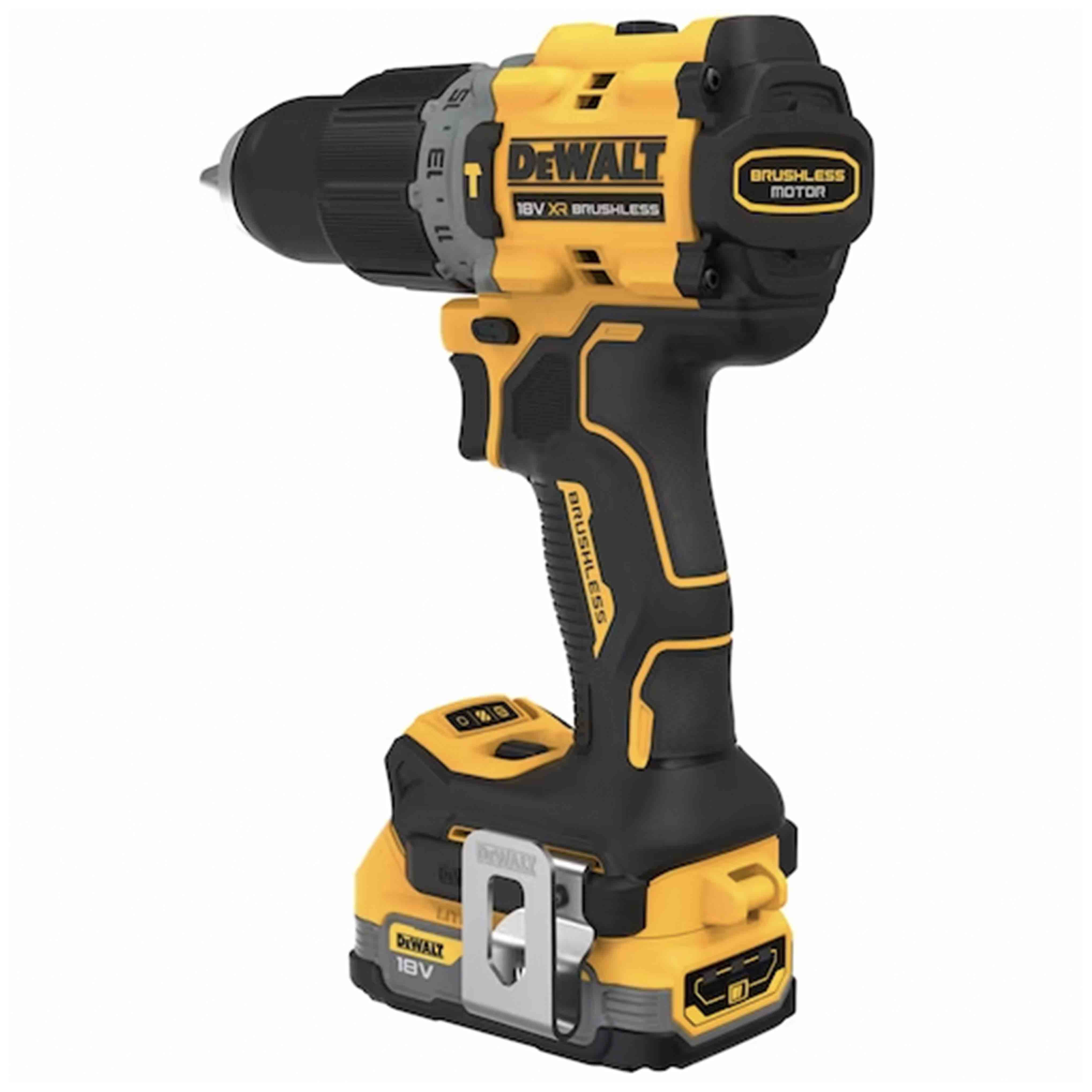 Trapano Avvitatore con percussione compatto 2 Velocità XR 18V BRUSHLESS - 2 x POWERSTACK Compact in VALIGETTA TSTACK e ACCESSORI - DeWALT