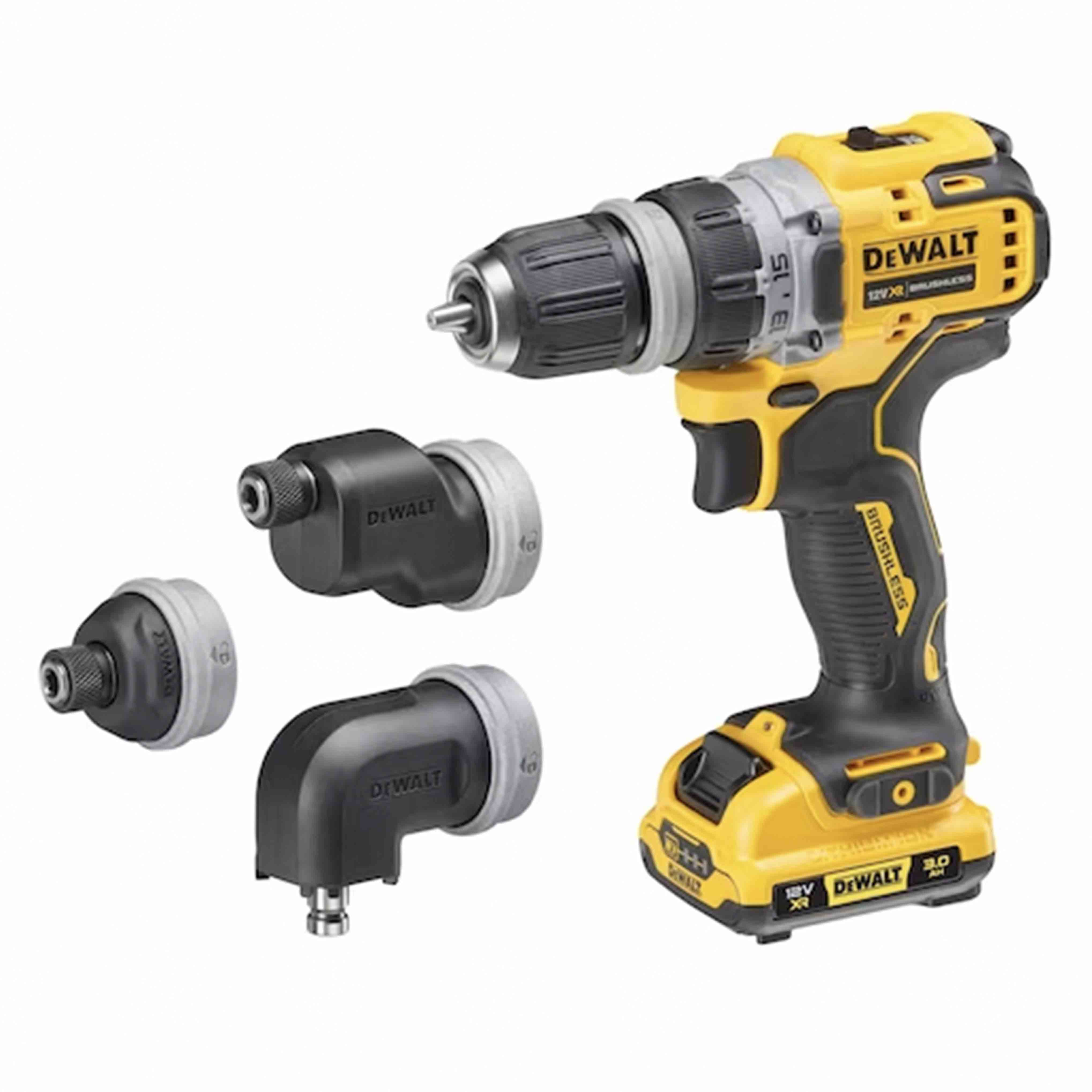 Trapano avvitatore XR 12v 2 batterie 3.0Ah con mandrino intercambiabile auto-serrante e attacco 1/4″ F in VALIGETTA TSTACK e ACCESSORI - DeWALT - DCD703L2T-QW