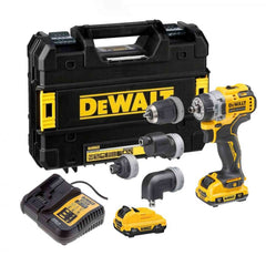 XR 12v drill driver 2 3.0Ah batteries with self-tightening interchangeable chuck and 1/4″ F attachment in TSTACK CASE and ACCESSORIES - DeWALT - DCD703L2T-QW