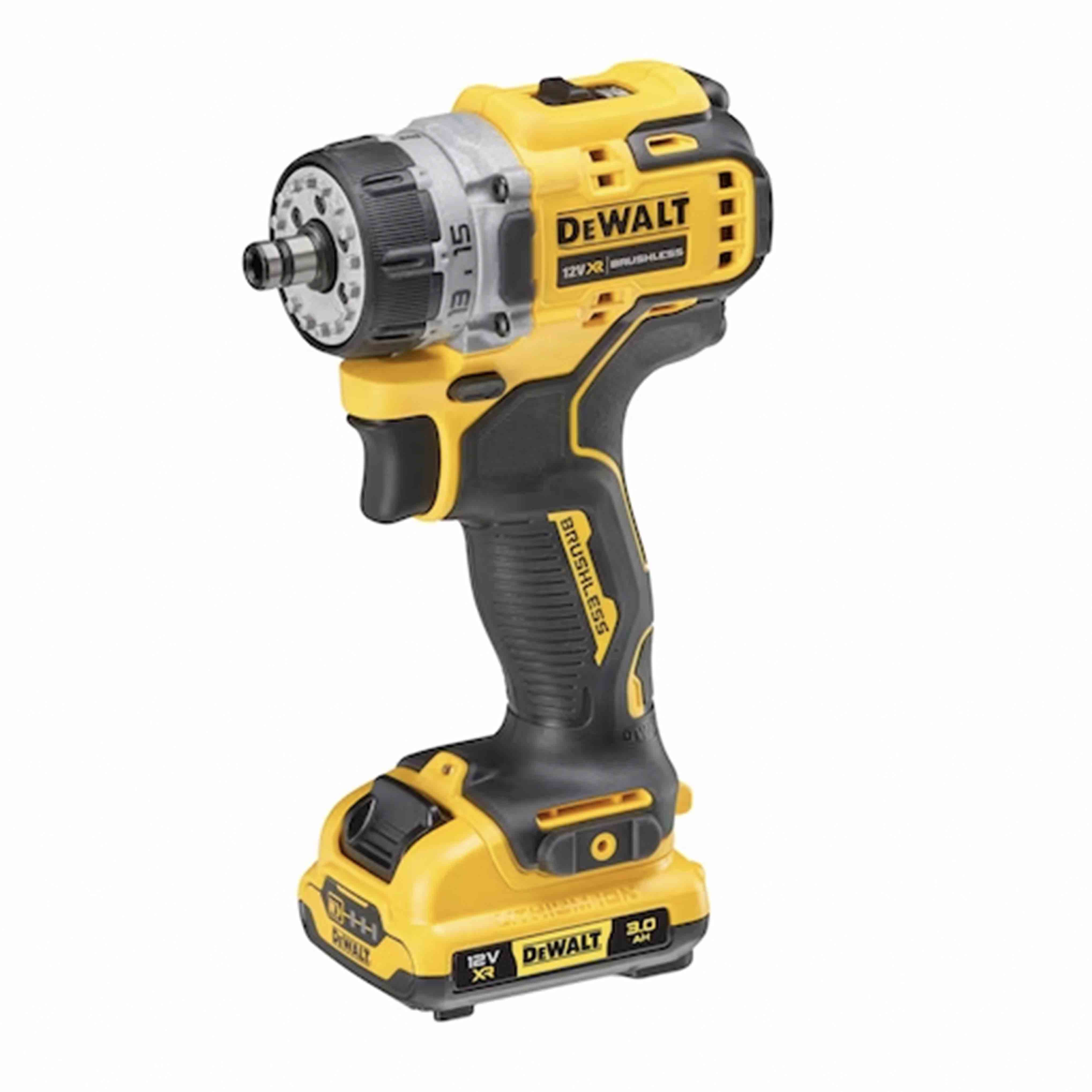 Trapano avvitatore XR 12v 2 batterie 3.0Ah con mandrino intercambiabile auto-serrante e attacco 1/4″ F in VALIGETTA TSTACK e ACCESSORI - DeWALT - DCD703L2T-QW