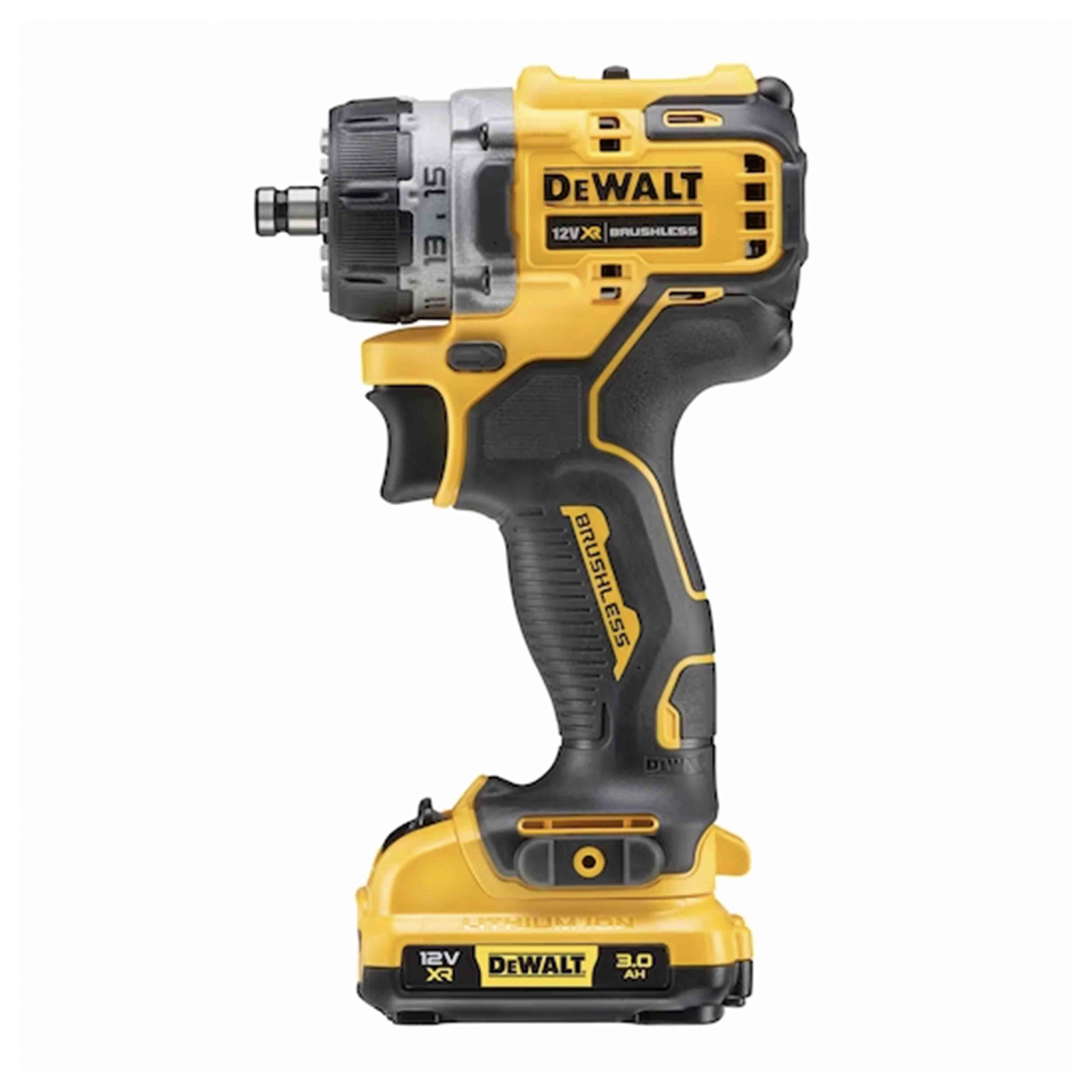 Trapano avvitatore XR 12v 2 batterie 3.0Ah con mandrino intercambiabile auto-serrante e attacco 1/4″ F in VALIGETTA TSTACK e ACCESSORI - DeWALT - DCD703L2T-QW