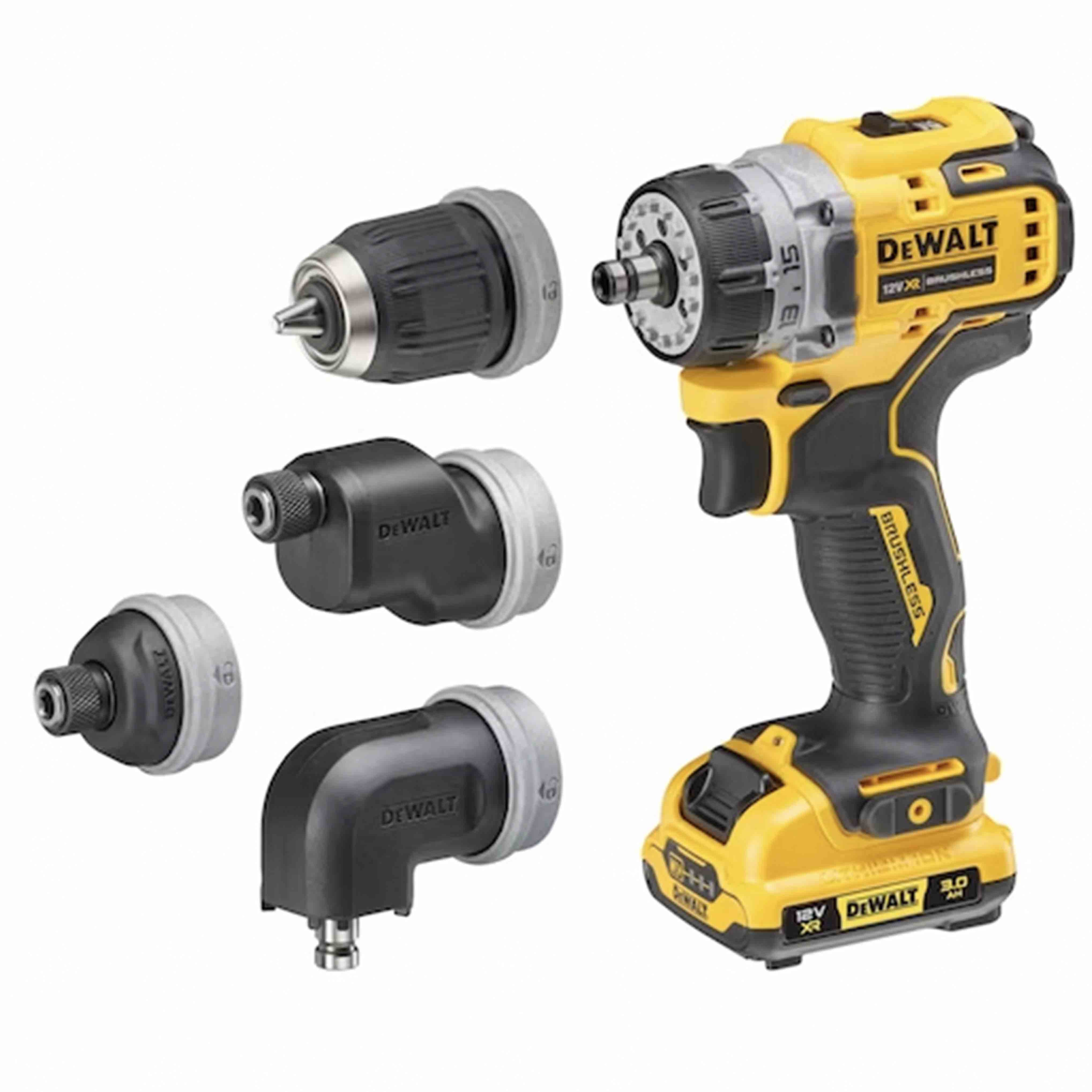 Trapano avvitatore XR 12v 2 batterie 3.0Ah con mandrino intercambiabile auto-serrante e attacco 1/4″ F in VALIGETTA TSTACK e ACCESSORI - DeWALT - DCD703L2T-QW