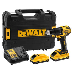 18V Impact Drill Driver 2 Batteries 2.0Ah BRUSHLESS 13mm 65Nm - Compact in TSTACK CASE and ACCESSORIES - DeWALT - DCD799D2T-QW