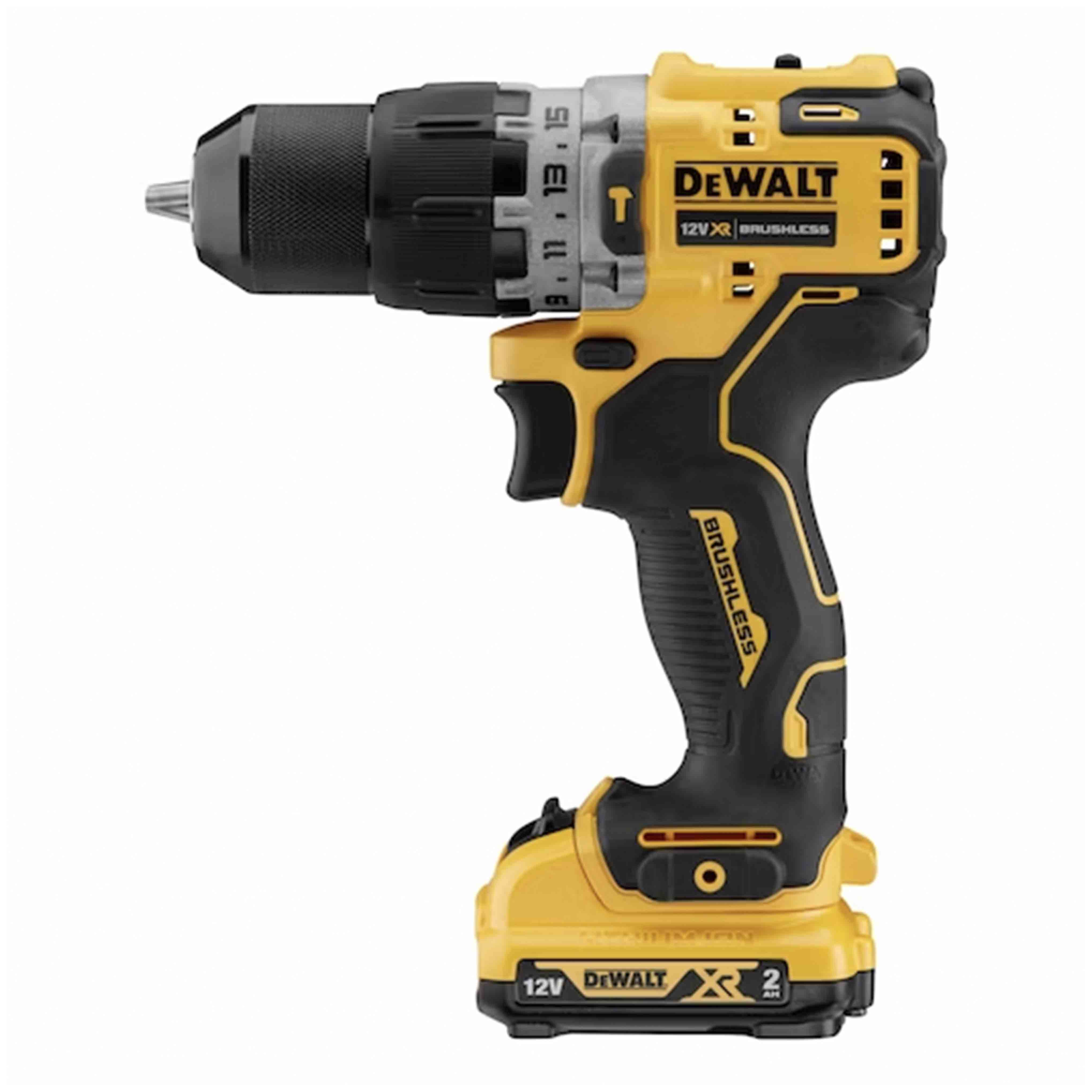 Trapano avvitatore con percussione XR 12v 2 batterie 2.0Ah BRUSHLESS - Compatto in VALIGETTA TSTACK e ACCESSORI - DeWALT