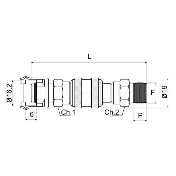 36/A - Robinet COULISSANT avec ÉCROU fraisé - Raccords - Ani (Pack de 5 pièces)