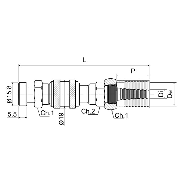 36/B - Rubinetto a BAIONETTA con MASCHERINA PORTAGOMMA - Raccorderia - Ani (Conf. 5pz)