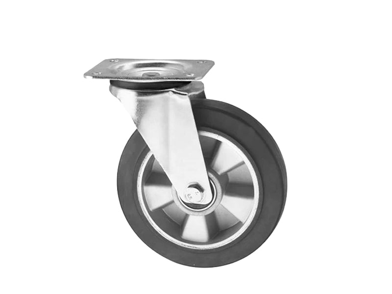 RAS castors - black ELASTIC WHEELS with aluminum center and SUPPORTS - Rollers for PALLET TRUCKS and FORKLIFT and INDUSTRIAL TRUCKS - HIGH LOADS