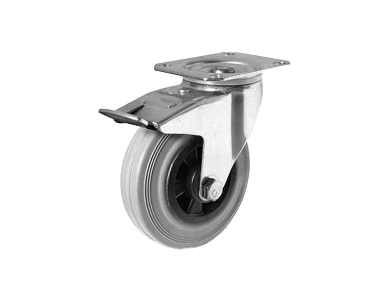 RNTS spare wheels - WHEEL in black rubber with plastic center and SUPPORT - MEDIUM LOADS - FOR TROLLEYS - TRANSPORT - INDUSTRIAL (Pack of 2 pieces)