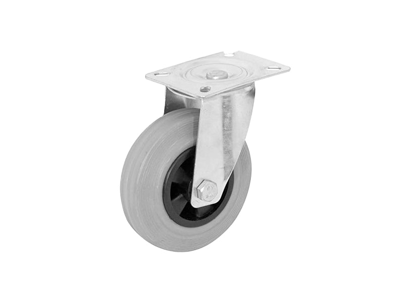 RNTS spare wheels - WHEEL in black rubber with plastic center and SUPPORT - MEDIUM LOADS - FOR TROLLEYS - TRANSPORT - INDUSTRIAL (Pack of 2 pieces)