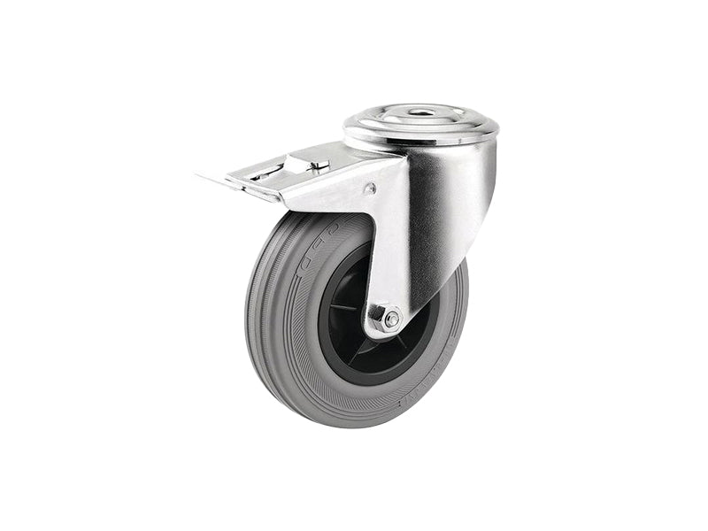 RNTS spare wheels - WHEEL in black rubber with plastic center and SUPPORT - MEDIUM LOADS - FOR TROLLEYS - TRANSPORT - INDUSTRIAL (Pack of 2 pieces)