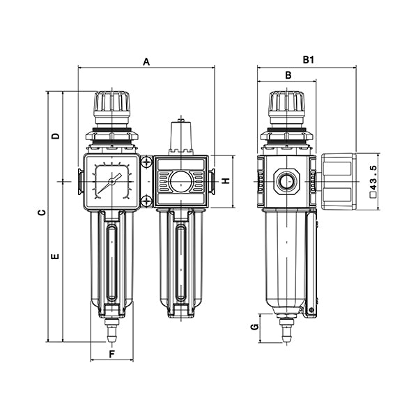 E/12 MIGNON - Gruppo filtro regolatore e lubrificatore modulare - TECNOPOLIMERO o METALLO - Ani