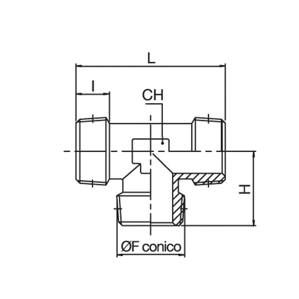 34/F MMM - Raccordo a T filettato MASCHIO/MASCHIO/MASCHIO - Raccorderia - Ani (Conf. da 10pz e 5pz)