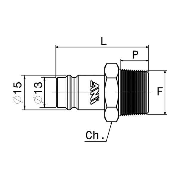 90-1 - Giant quick coupling MALE threaded - Ani - Compressed air (Pack of 5pcs)